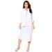 Plus Size Women's Three-Quarter Sleeve Jacket Dress Set with Button Front by Roaman's in White (Size 28 W)