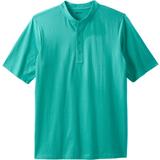 Men's Big & Tall Shrink-Less™ Lightweight Henley T-Shirt by KingSize in Tidal Green (Size XL) Henley Shirt