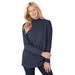 Plus Size Women's Perfect Long-Sleeve Mockneck Tee by Woman Within in Navy (Size 1X) Shirt