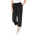 Plus Size Women's Seersucker Capri Pant by Woman Within in Black (Size 12 W)