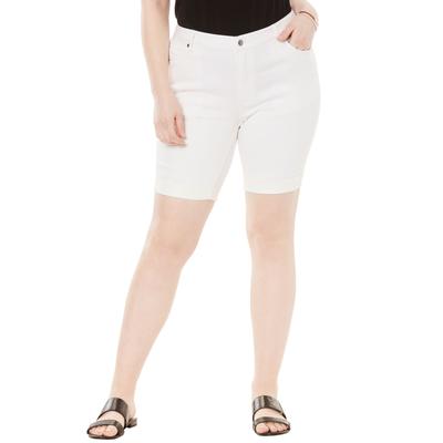 Plus Size Women's Plus Size Classic Stretch Cuffed Short by Denim 24/7 by Roamans in White Denim (Size 36 W)