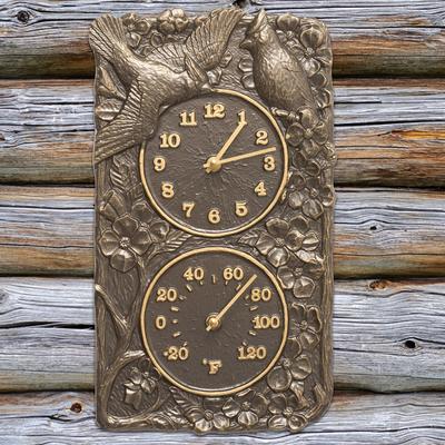Cardinal Combo Clock And Thermometer by Whitehall Products in French Bronze