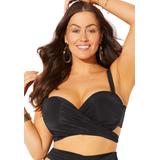 Plus Size Women's Crisscross Cup Sized Wrap Underwire Bikini Top by Swimsuits For All in Black (Size 24 D/DD)