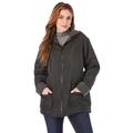 Plus Size Women's Hooded Jacket with Fleece Lining by Roaman's in Black (Size 1X) Rain Water Repellent