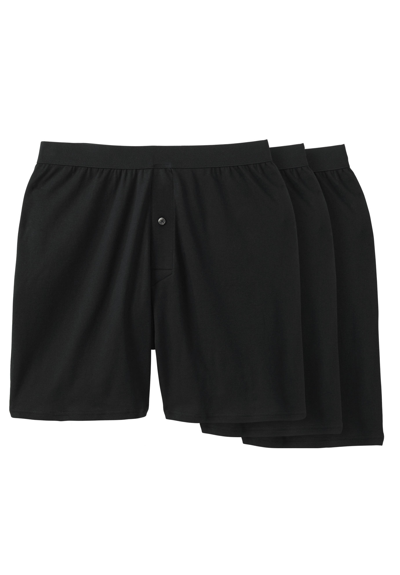 Men's Big & Tall 3-Pack Cotton Boxers by KingSize in Black (Size 3XL)