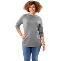 Plus Size Women's Perfect Long-Sleeve Crewneck Tee by Woman Within in Medium Heather Grey (Size 4X) Shirt