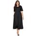 Plus Size Women's Button-Front Essential Dress by Woman Within in Black (Size M)