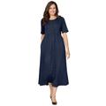 Plus Size Women's Button-Front Essential Dress by Woman Within in Navy (Size 6X)