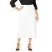Plus Size Women's Classic Cotton Denim Midi Skirt by Jessica London in White (Size 24) 100% Cotton