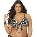 Plus Size Women's Mentor Tie Front Bikini Top by Swimsuits For All in Animal Print (Size 18)