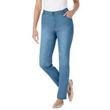 Plus Size Women's Straight-Leg Stretch Jean by Woman Within in Light Wash Sanded (Size 26 W)