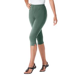 Plus Size Women's Stretch Cotton Capri Legging by Woman Within in Pine (Size S)