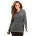 Plus Size Women's Thermal Hoodie Sweater by Roaman's in Medium Heather Grey (Size 26/28)