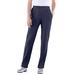 Plus Size Women's Straight-Leg Soft Knit Pant by Roaman's in Navy (Size 6X) Pull On Elastic Waist