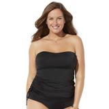 Plus Size Women's Bandeau Adjustable Tankini Top by Swimsuits For All in Black (Size 24)