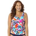 Plus Size Women's Classic Tankini Top by Swimsuits For All in Multi Tropical (Size 24)