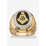Men's Big & Tall Yellow Gold Plated Cubic Zirconia Masonic Nugget Ring by PalmBeach Jewelry in Gold (Size 13)