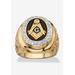 Men's Big & Tall Yellow Gold Plated Cubic Zirconia Masonic Nugget Ring by PalmBeach Jewelry in Gold (Size 13)