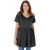 Plus Size Women's Short-Sleeve Empire Waist Tunic by Woman Within in Black (Size 38/40)