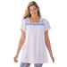 Plus Size Women's Embroidered Square Neck Tunic by Woman Within in White Multi Embroidery (Size 30/32)