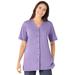 Plus Size Women's 7-Day Short-Sleeve Baseball Tunic by Woman Within in Soft Iris (Size 30/32)