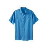 Men's Big & Tall Short-Sleeve Linen Shirt by KingSize in Pacific Blue (Size 6XL)