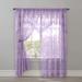 Wide Width Ella Floral Lace Panel with Attached Valance by BrylaneHome in Lilac (Size 58" W 63" L) Window Curtain