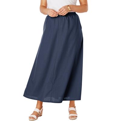Plus Size Women's Linen Maxi Skirt by Jessica London in Navy (Size 14 W)