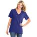 Plus Size Women's Perfect Short-Sleeve V-Neck Tee by Woman Within in Ultra Blue (Size M) Shirt