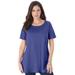 Plus Size Women's Swing Ultimate Tee with Keyhole Back by Roaman's in Ultra Blue (Size 1X) Short Sleeve T-Shirt