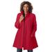 Plus Size Women's Fleece Swing Funnel-Neck Coat by Woman Within in Classic Red (Size M)