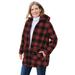 Plus Size Women's Hooded Fleece Coat by Woman Within in Classic Red Buffalo Plaid (Size 22/24)