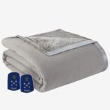 Micro Flannel® Reverse to Ultra Velvet® Electric Blanket by Shavel Home Products in Smoke (Size QUEEN)