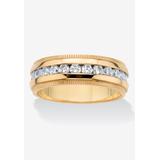 Men's Big & Tall Gold Ion-Plated Stainless Steel Cubic Zirconia Wedding Band by PalmBeach Jewelry in Stainless Steel (Size 9)
