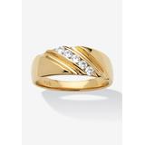 Men's Big & Tall Men's .50 TCW Cubic Zirconia Diagonal Ring in Gold-Plated Sterling Silver by PalmBeach Jewelry in Gold (Size 14)