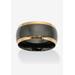 Men's Big & Tall Stainless Steel Black and Gold Ion Plated Wedding Band Ring by PalmBeach Jewelry in Stainless Steel (Size 8)