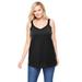 Plus Size Women's Lace-Trim V-Neck Tank by Woman Within in Black (Size 30/32) Top