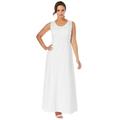 Plus Size Women's Stretch Cotton Crochet-Back Maxi Dress by Jessica London in White (Size 12) Maxi Length