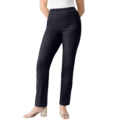 Plus Size Women's Plus Size Comfort Stretch Straight Leg Jean by Denim 24/7 by Roamans in Indigo Wash (Size 24 WP)