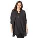 Plus Size Women's Georgette Button Front Tunic by Jessica London in Black (Size 20 W) Sheer Long Shirt
