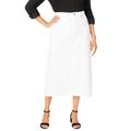 Plus Size Women's Classic Cotton Denim Midi Skirt by Jessica London in White (Size 28) 100% Cotton