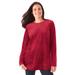 Plus Size Women's Plush Velour Tunic Sweatshirt by Woman Within in Classic Red (Size 2X)