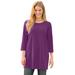 Plus Size Women's Perfect Three-Quarter-Sleeve Scoopneck Tunic by Woman Within in Plum Purple (Size 5X)