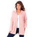 Plus Size Women's Classic-Length Thermal Hoodie by Roaman's in Soft Blush (Size 6X) Zip Up Sweater