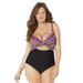 Plus Size Women's Cut Out Underwire One Piece Swimsuit by Swimsuits For All in Multi (Size 8)