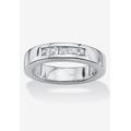 Men's Big & Tall Platinum Over Sterling Silver Cubic Zirconia Wedding Ring by PalmBeach Jewelry in White (Size 15)