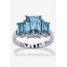 Women's Sterling Silver 3 Square Simulated Birthstone Ring by PalmBeach Jewelry in March (Size 5)