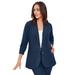 Plus Size Women's Linen Blazer by Jessica London in Navy (Size 16 W) Jacket