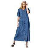 Plus Size Women's Short-Sleeve Denim Dress by Woman Within in Medium Stonewash (Size 40 W)