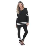 Plus Size Women's Mesh Colorblock Lounge Set by Roaman's in Black White (Size 26/28) Matching Long Sleeve Shirt and Leggings